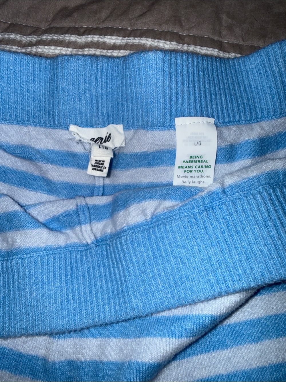 Aerie Sunday Soft Blue & White Striped Knit Lounge Shorts - Picture 3 of 3